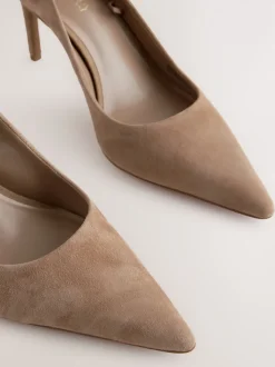 Camel Suede Extra Wide Fit Leather Mid Court Shoes