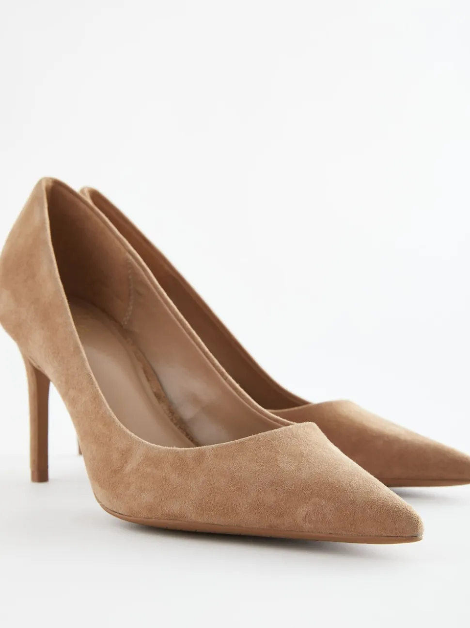 Camel Suede Standard/Wide Fit Leather Mid Court Shoes