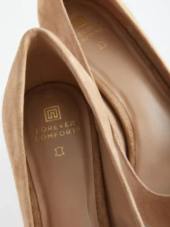 Camel Suede Standard/Wide Fit Leather Mid Court Shoes