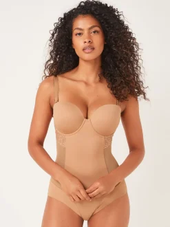 Caramel Nude DD+ Firm Tummy Control Lightly Padded Lace Body