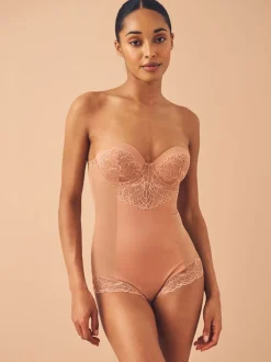 Caramel Nude Firm Tummy Control Cupped Lace Body