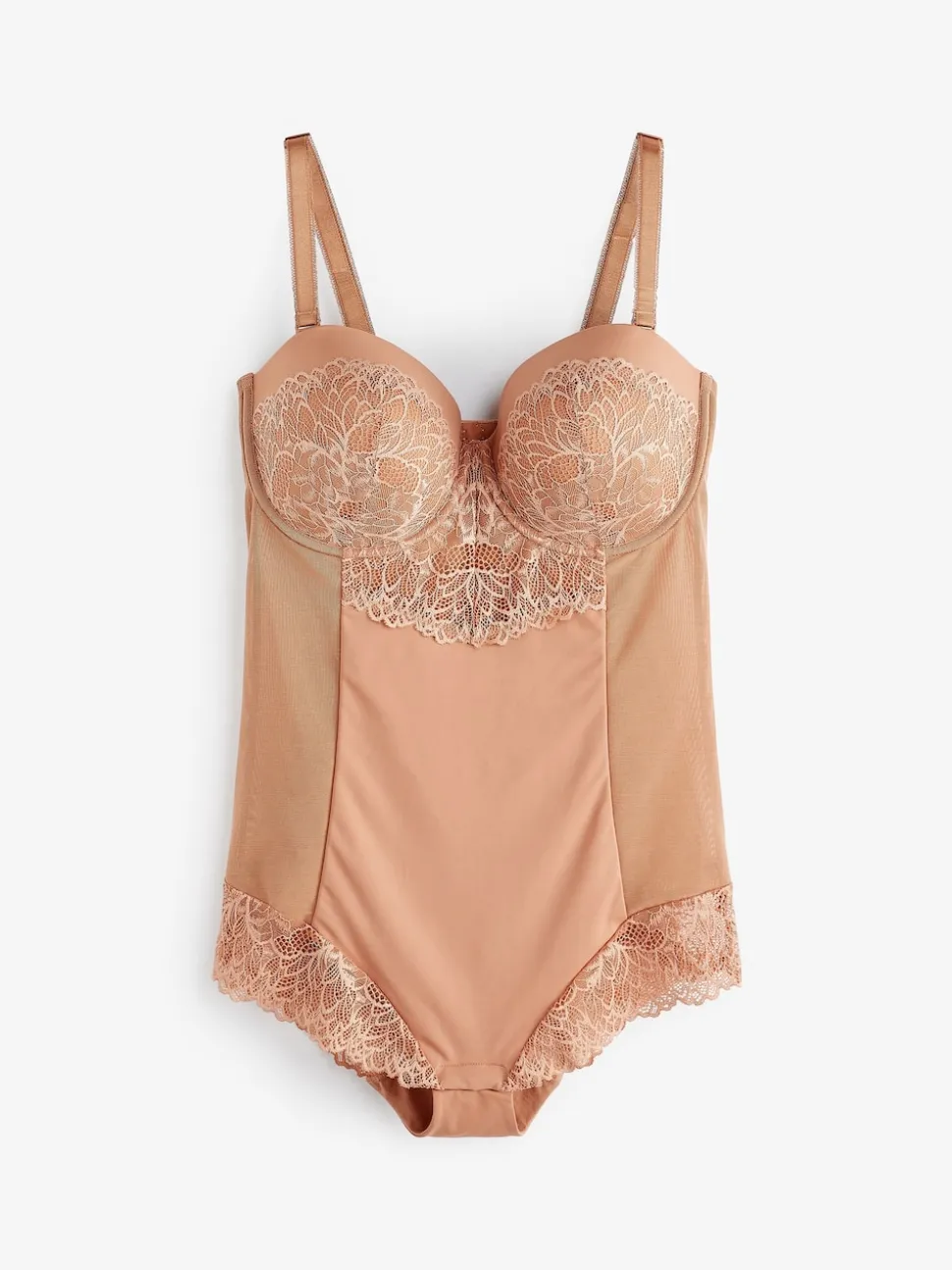 Caramel Nude Firm Tummy Control Cupped Lace Body