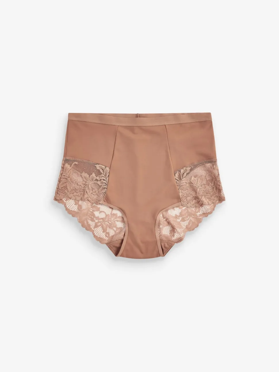 Caramel Nude Print Tummy Control Shaping Lace Back Brazilian Knickers 2 Pack