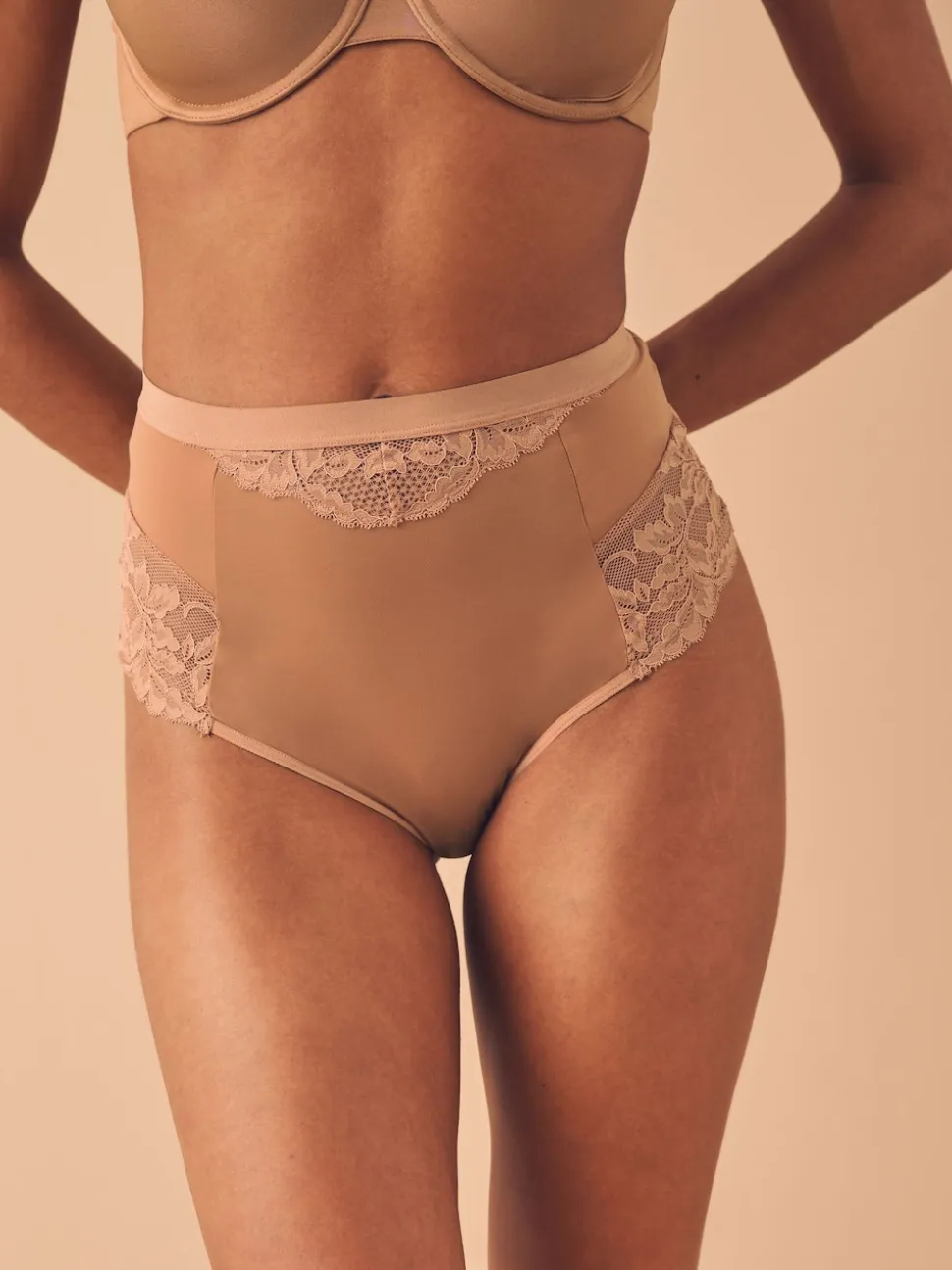 Caramel Nude Tummy Control Light Shaping High Waist Thongs 2 Pack