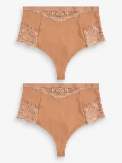 Caramel Nude Tummy Control Light Shaping High Waist Thongs 2 Pack