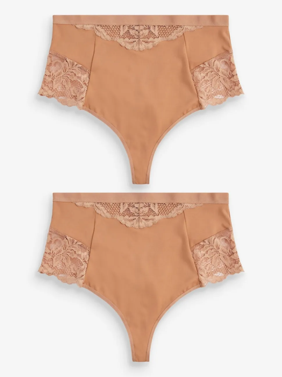 Caramel Nude Tummy Control Light Shaping High Waist Thongs 2 Pack