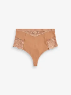 Caramel Nude Tummy Control Light Shaping High Waist Thongs 2 Pack