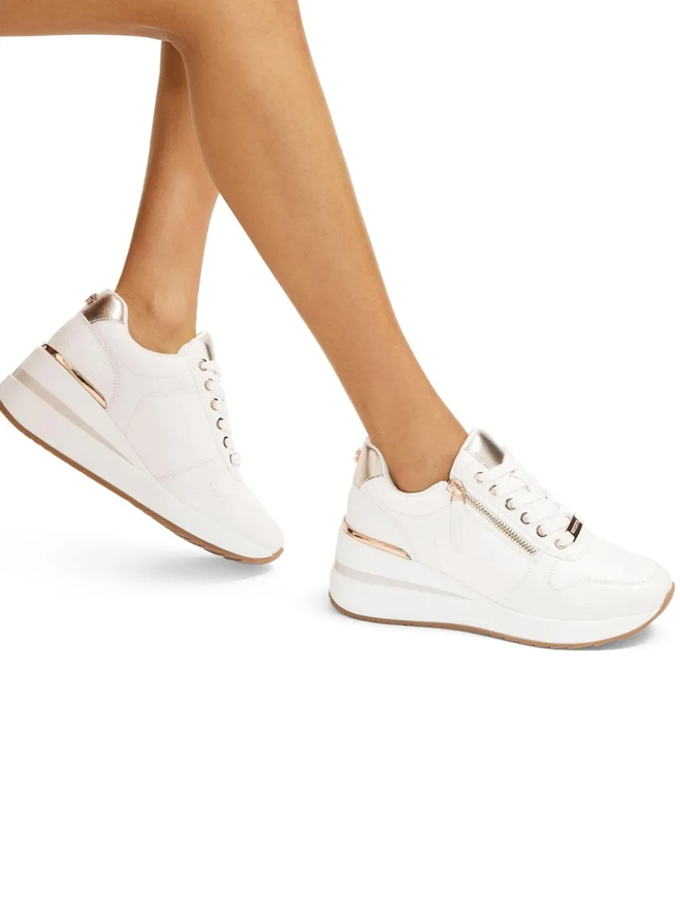 Carvela Gold Chrome High Rise Wedge Trainers