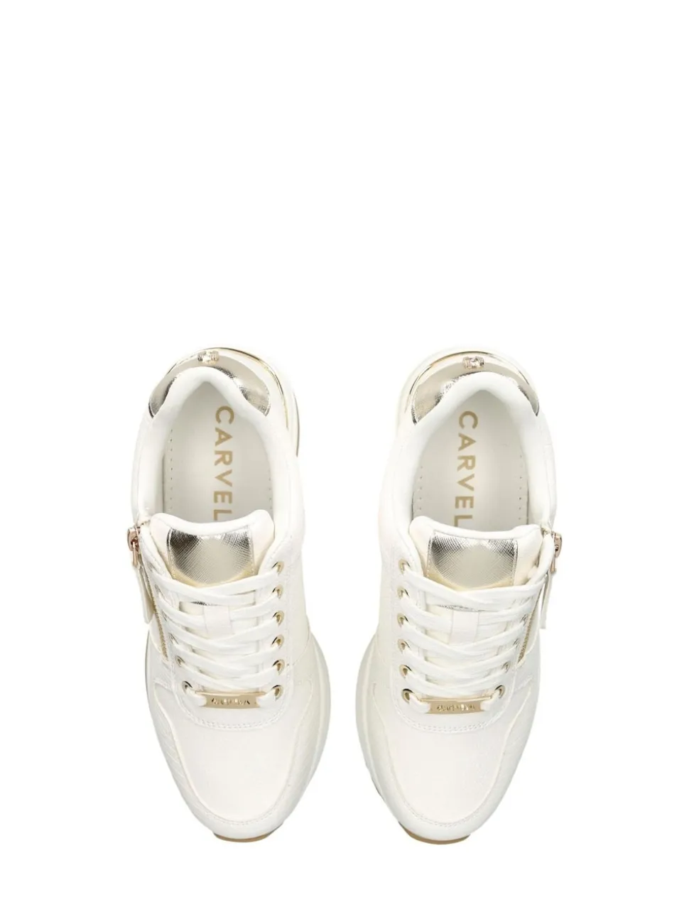 Carvela Gold Chrome High Rise Wedge Trainers