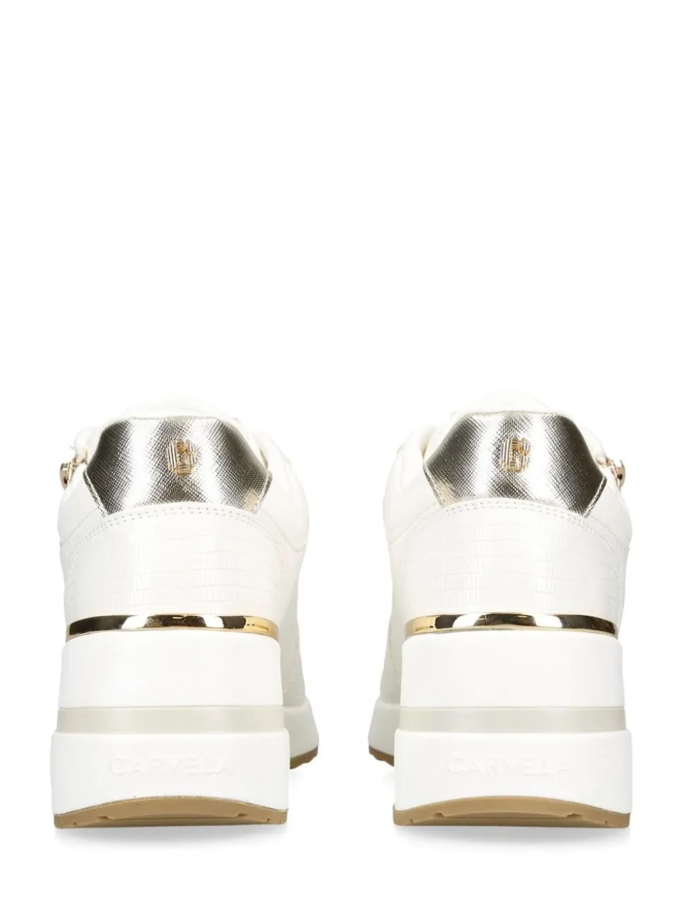 Carvela Gold Chrome High Rise Wedge Trainers