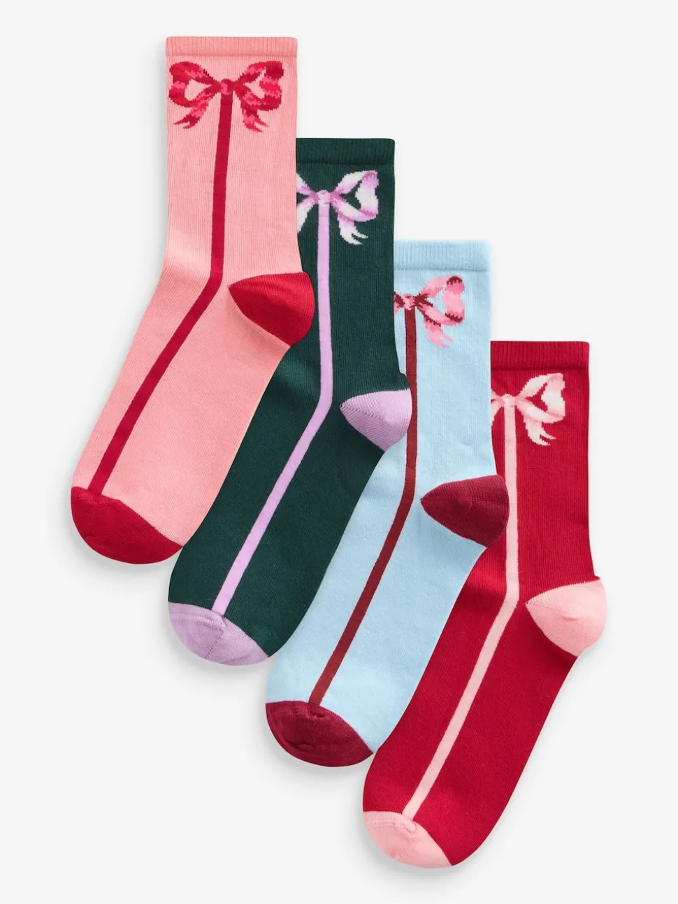 Cath Kidston Pink Bow Cotton Socks 4 Pack