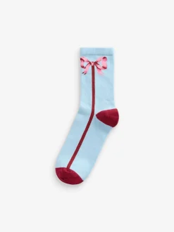 Cath Kidston Pink Bow Cotton Socks 4 Pack