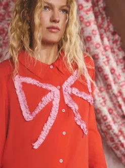 Cath Kidston Red Festive Bow Woven Viscose Pyjamas