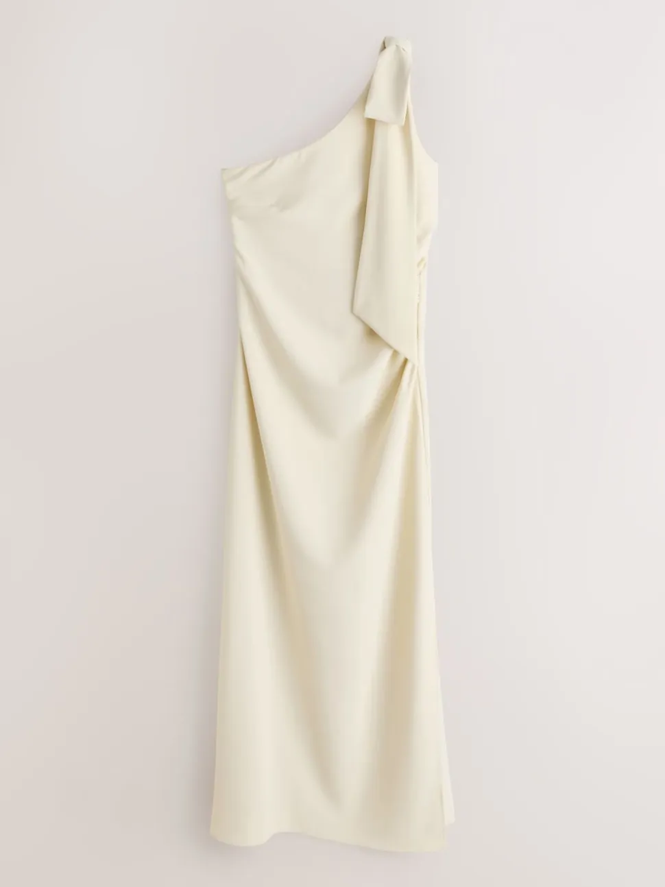 Champagne Bow One Shoulder Maxi Bridesmaid Dress