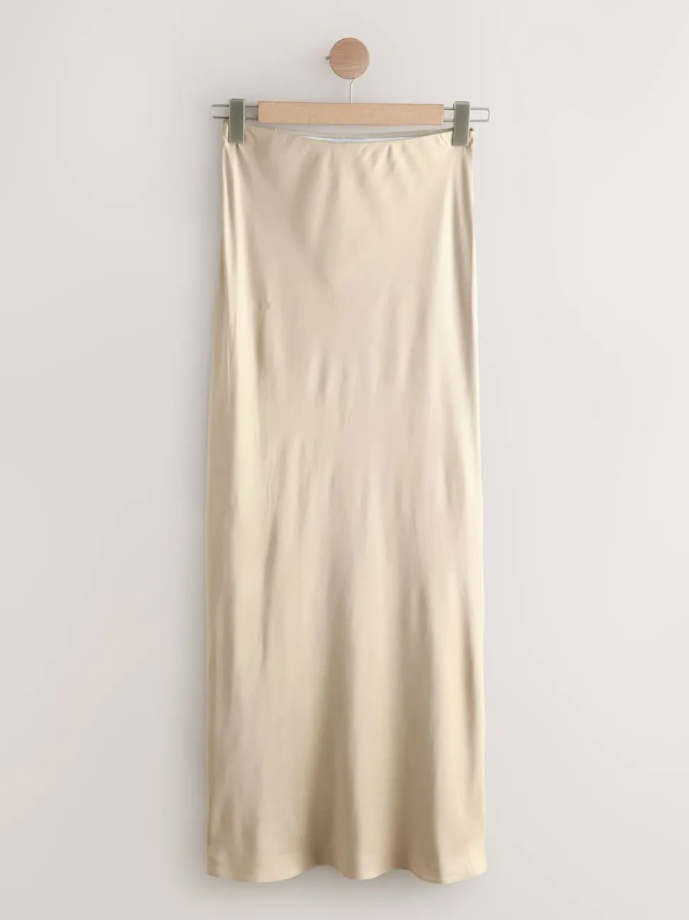 Champagne Gold Satin Midi Skirt