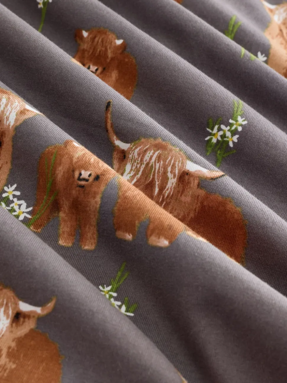 Charcoal Grey Hamish The Highland Cow 100% Cotton Short Set Pyjamas