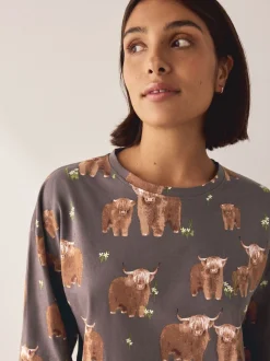 Charcoal Grey Hamish The Highland Cow Long Sleeve Pyjamas