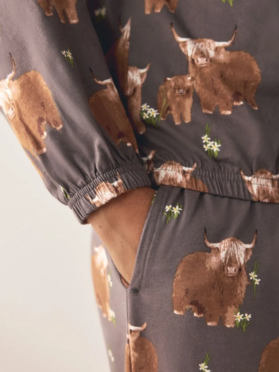 Charcoal Grey Hamish The Highland Cow Long Sleeve Pyjamas