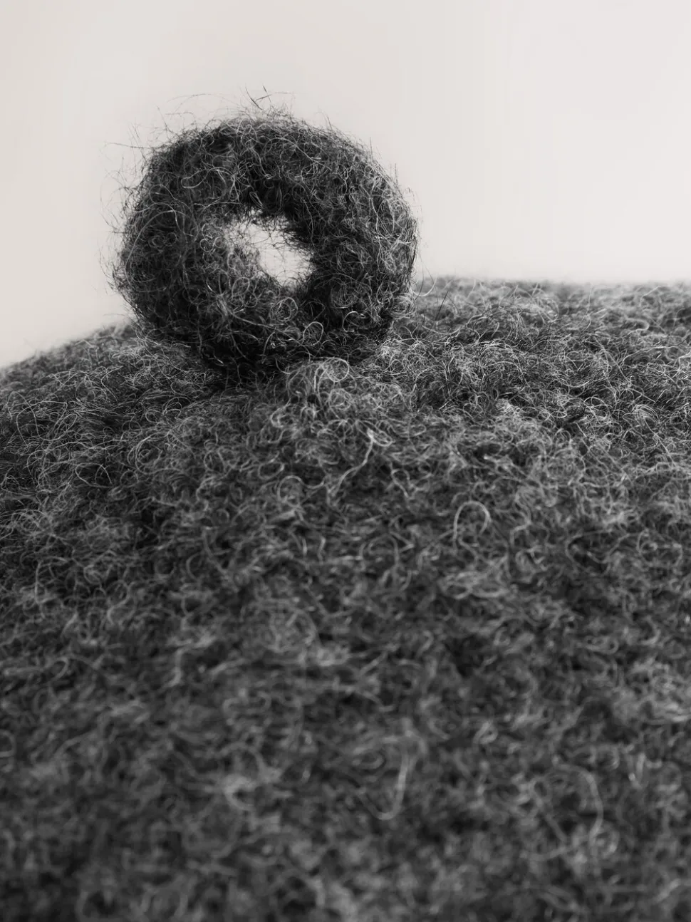Charcoal Grey Knitted Boucle Beret Hat