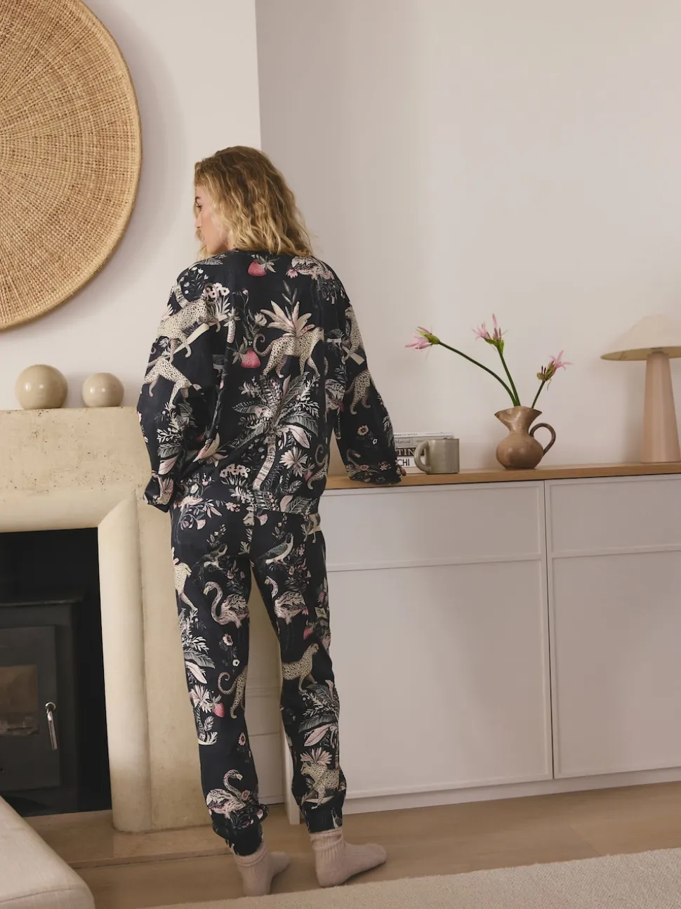 Charcoal Grey Leopard Long Sleeve Pyjamas