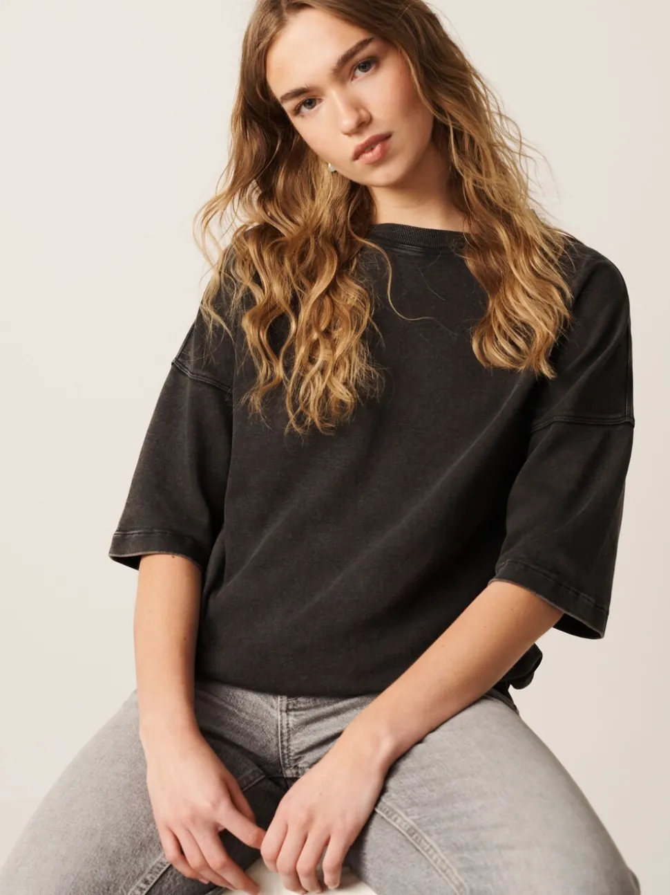 Charcoal Grey Relaxed Fit Heavyweight Longline T-Shirt