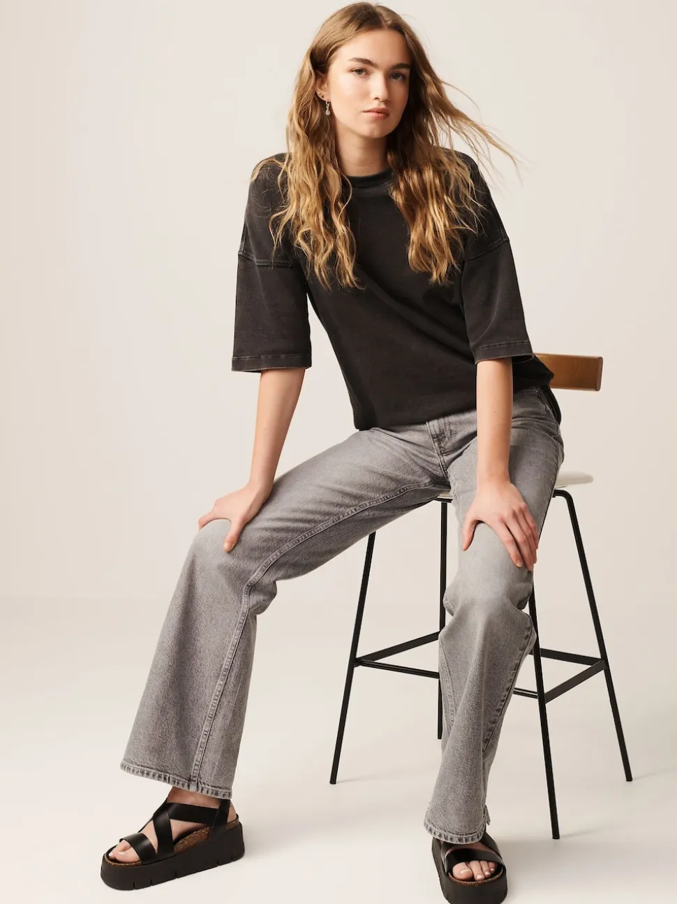 Charcoal Grey Relaxed Fit Heavyweight Longline T-Shirt