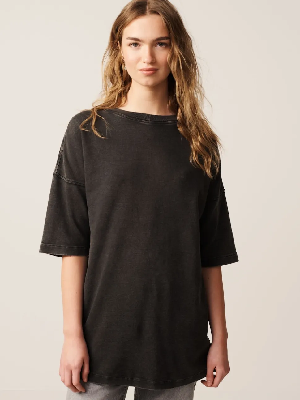 Charcoal Grey Relaxed Fit Heavyweight Longline T-Shirt
