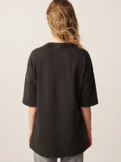 Charcoal Grey Relaxed Fit Heavyweight Longline T-Shirt
