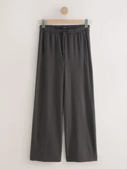 Charcoal Grey Wide Leg Jersey Joggers