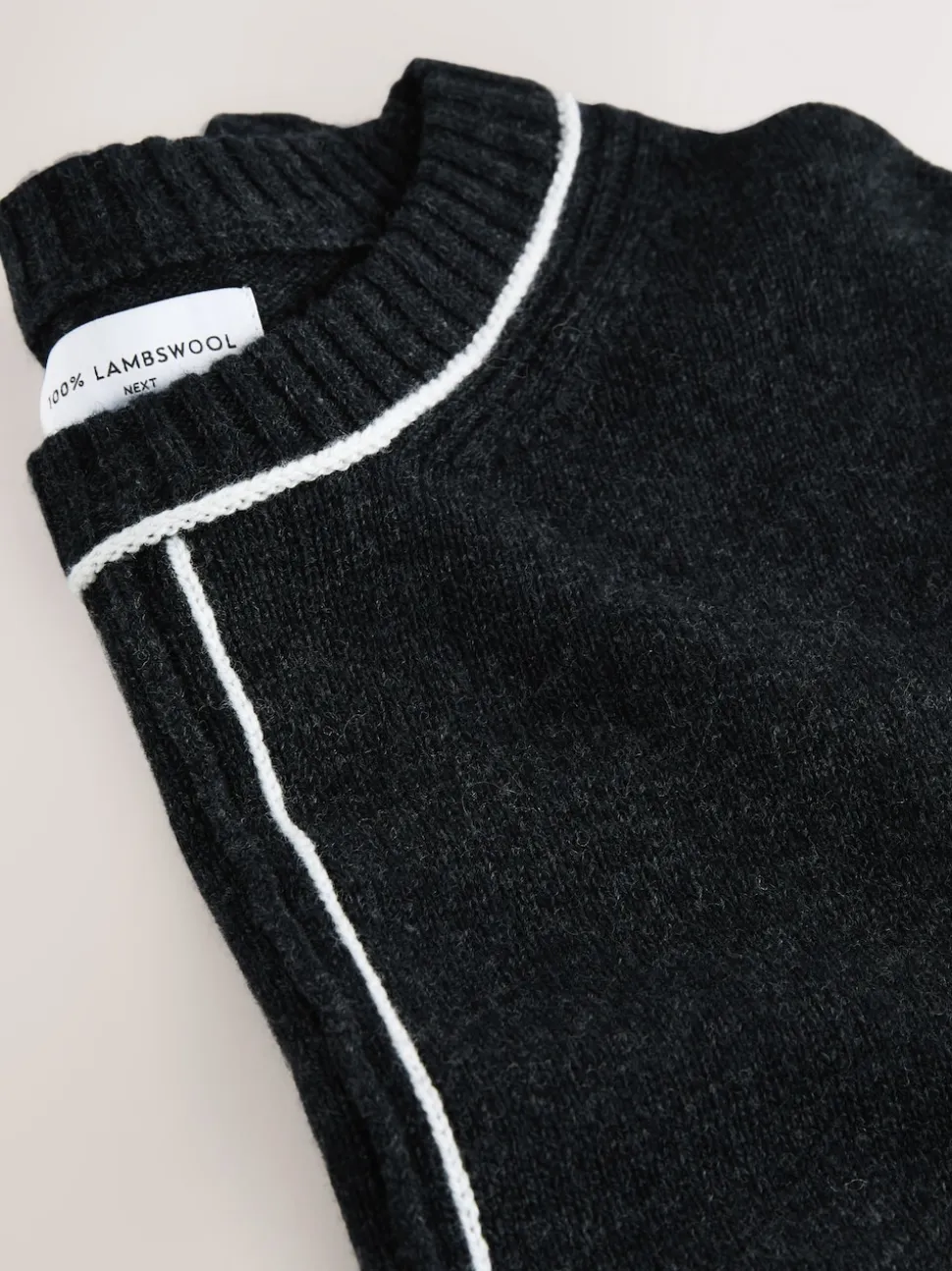 Charcoal Tipped 100% Lambswool N.Premium Crew Neck Jumper