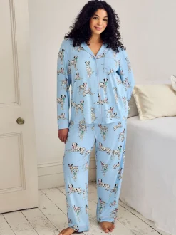 Chelsea Peers Blue Dalmation Dogs Print Long Pyjamas Set