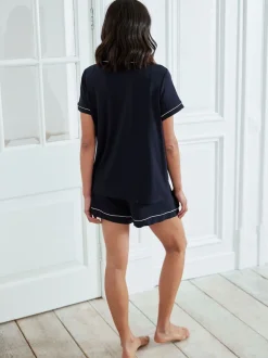 Chelsea Peers Blue Maternity TENCEL™ Modal Short Button Up Pyjamas Set