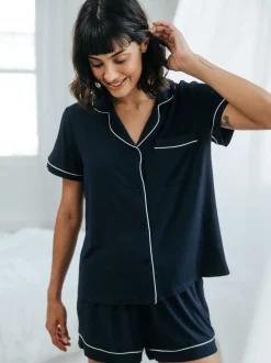 Chelsea Peers Blue TENCEL™ Modal Short Button Up Pyjamas Set