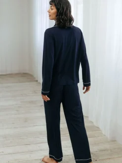 Chelsea Peers Blue TENCEL™ Modal Long Button Up Pyjamas Set