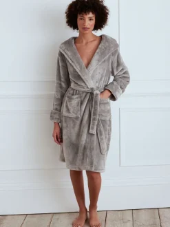 Chelsea Peers Charcoal Grey Fleece Dressing Gown