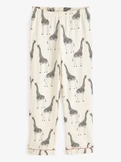 Chelsea Peers Cream Giraffe Button Up Long Pyjama Set