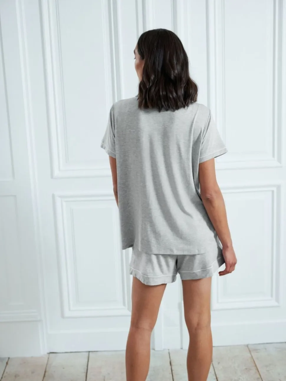 Chelsea Peers Grey Maternity TENCEL™ Modal Short Button Up Pyjamas Set