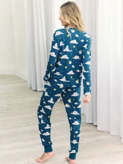 Chelsea Peers Light Green Trouser Pyjamas Maternity Celestial Bunny Print Long Pyjamas Set