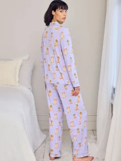 Chelsea Peers Purple Spa Dogs Print Long Pyjamas Set