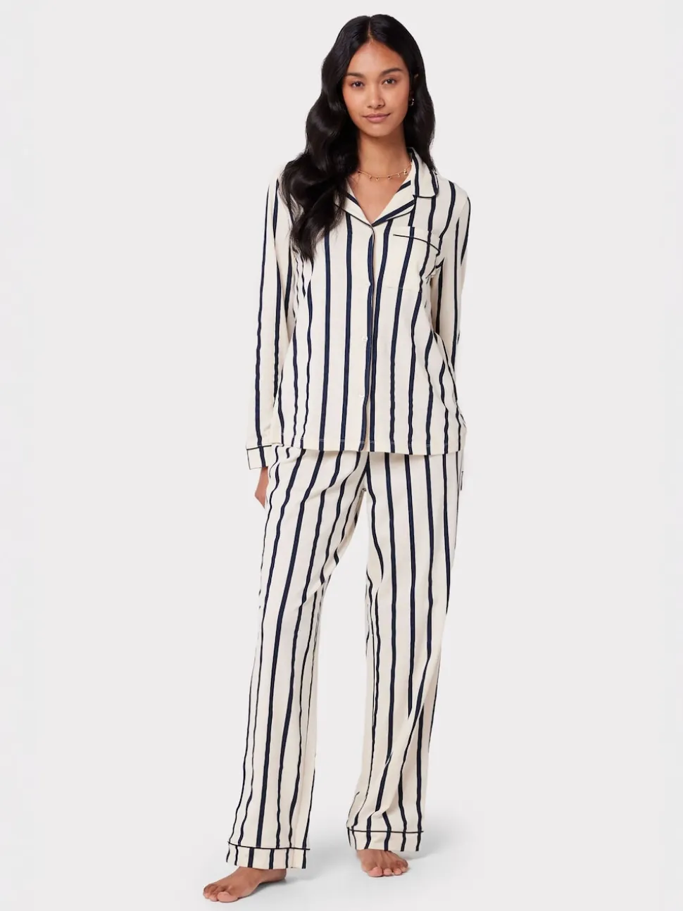 Chelsea Peers White/Blue Long Pyjamas Sets
