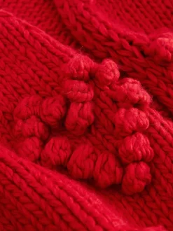 Cherry Red Hand Stitch Heart Detail Cardigan
