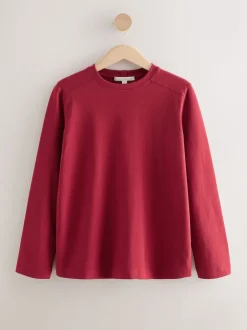 Cherry Red Long Sleeve Heavyweight Crew Neck T-Shirt