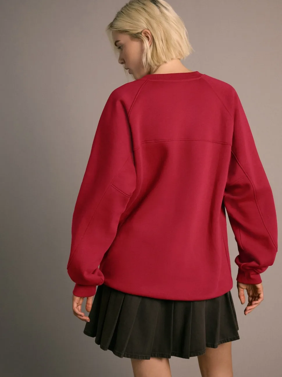 Cherry Red Relaxed Fit Heavyweight Regular Crew Neck Sweatshirt