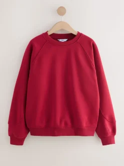 Cherry Red Relaxed Fit Heavyweight Regular Crew Neck Sweatshirt