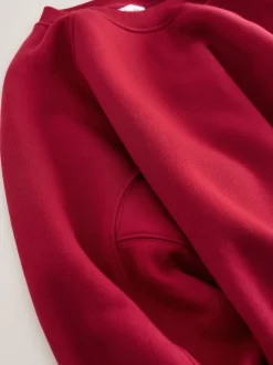 Cherry Red Relaxed Fit Heavyweight Regular Crew Neck Sweatshirt