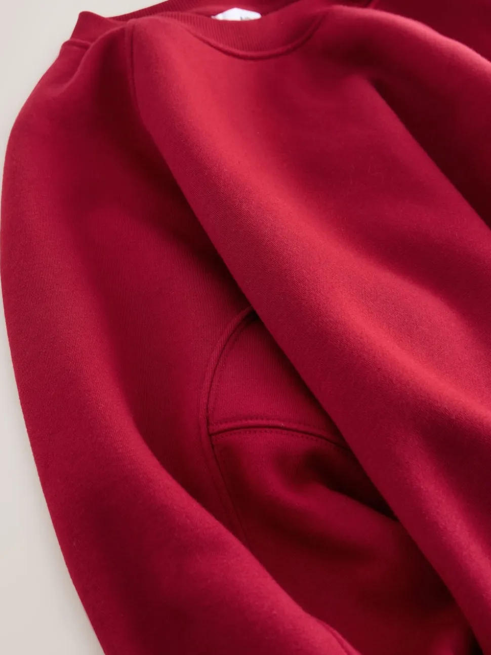 Cherry Red Relaxed Fit Heavyweight Regular Crew Neck Sweatshirt