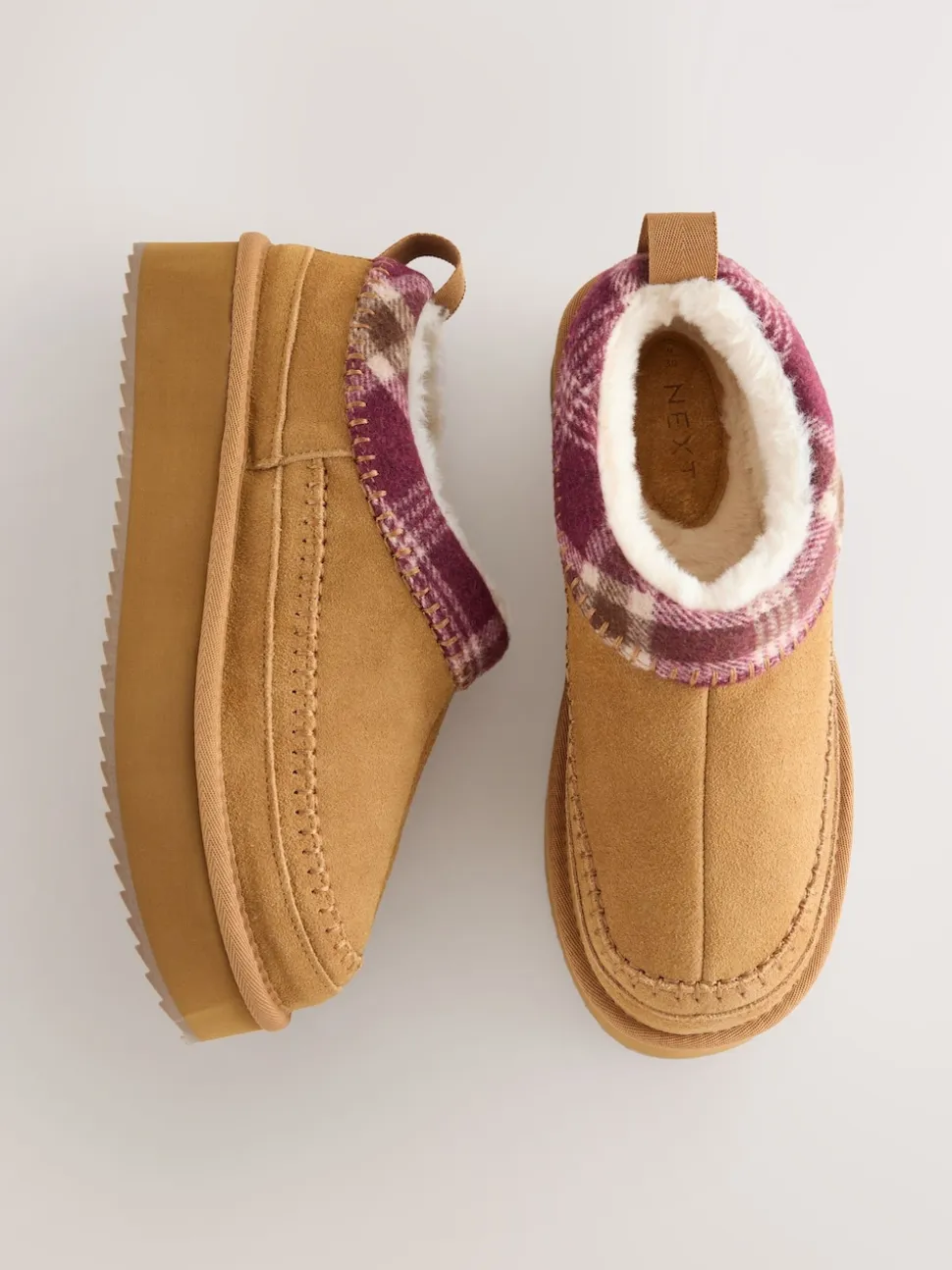 Chestnut Brown Forever Comfort® Leather Fur Lined Cosy Platform Shoes