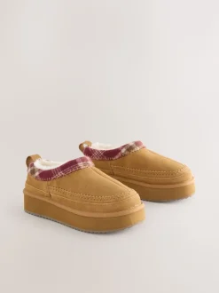 Chestnut Brown Forever Comfort® Leather Fur Lined Cosy Platform Shoes