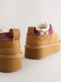 Chestnut Brown Forever Comfort® Leather Fur Lined Cosy Platform Shoes