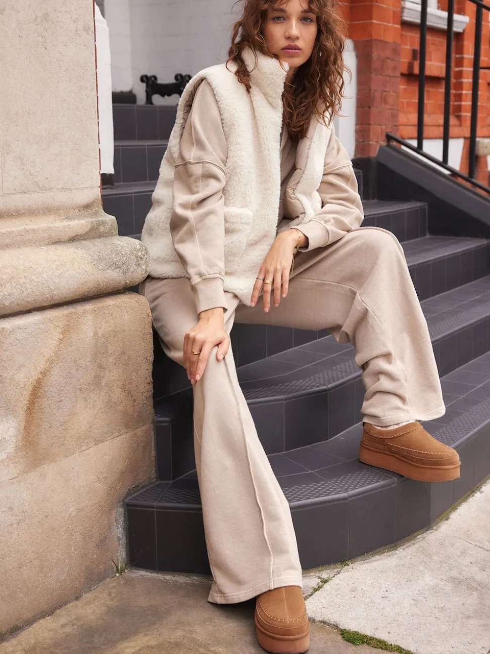 Chestnut Brown Leather Cosy Borg Lined Slip-On Shoes